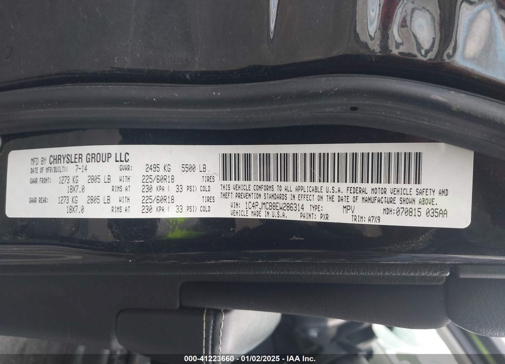 2014 JEEP CHEROKEE ALTITUDE VIN: 1C4PJMCB8EW286314