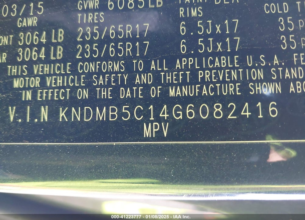 2016 KIA SEDONA LX VIN: KNDMB5C14G6082416