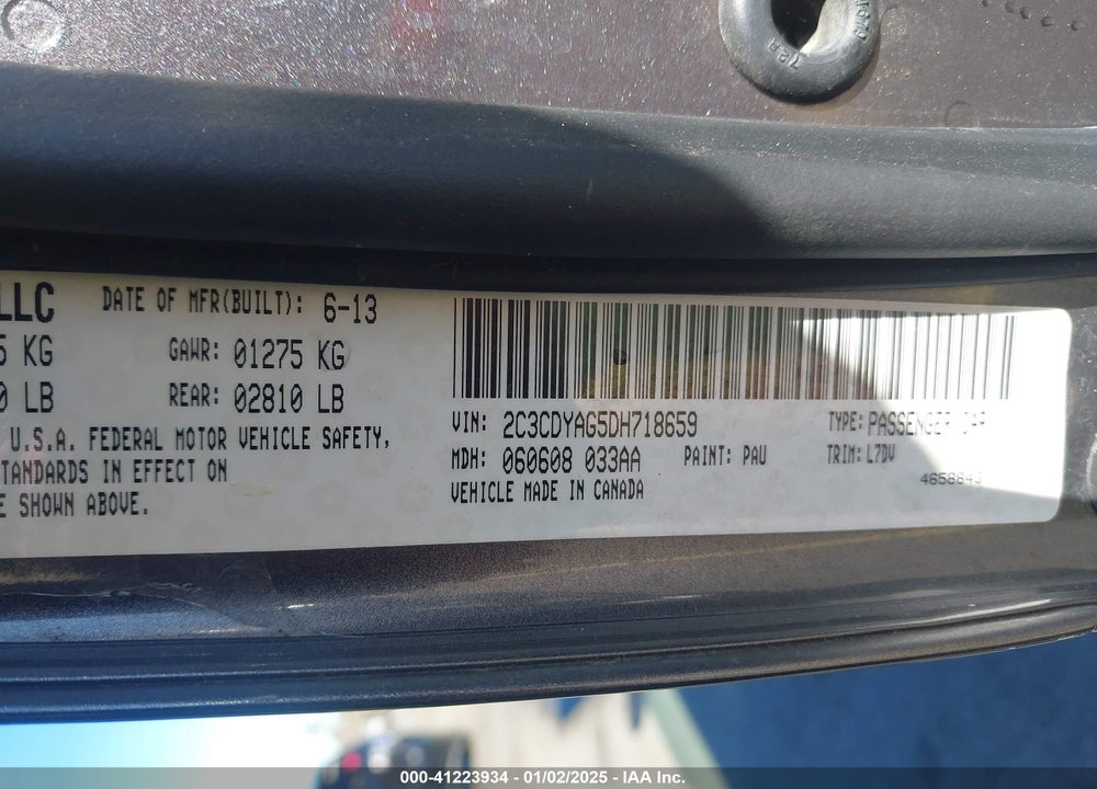 2013 DODGE CHALLENGER SXT VIN: 2C3CDYAG5DH718659