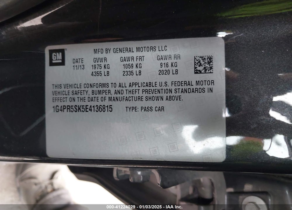 2014 BUICK VERANO CONVENIENCE GROUP VIN: 1G4PR5SK5E4136815