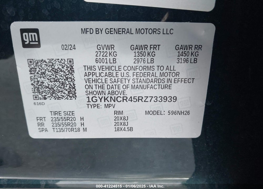 2024 CADILLAC XT5 FWD PREMIUM LUXURY VIN: 1GYKNCR45RZ733939