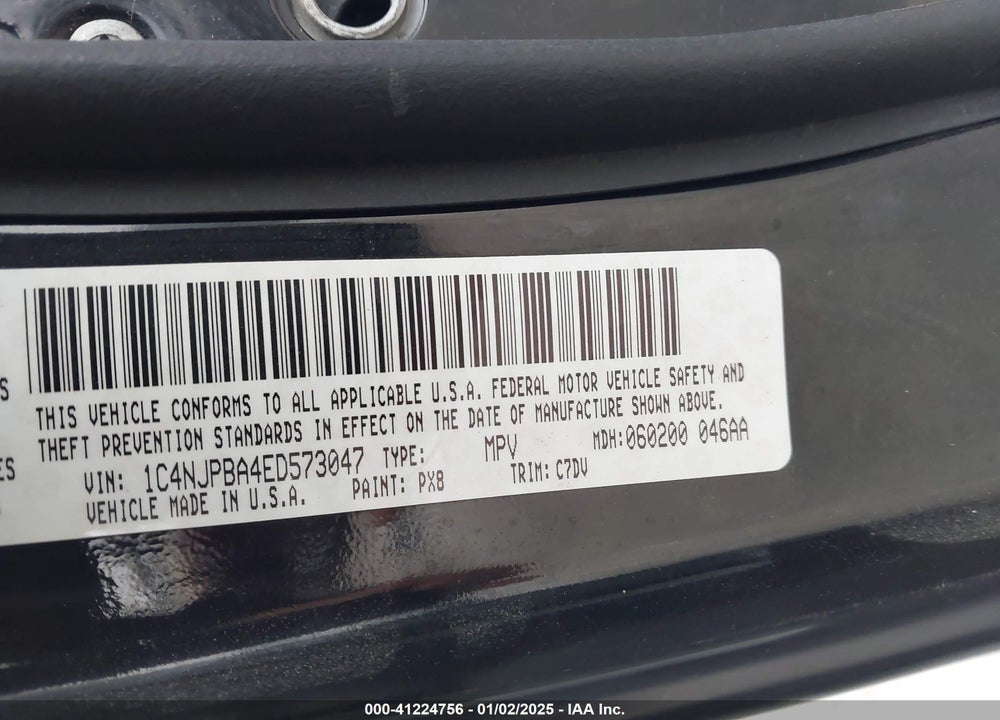 2014 JEEP PATRIOT SPORT VIN: 1C4NJPBA4ED573047