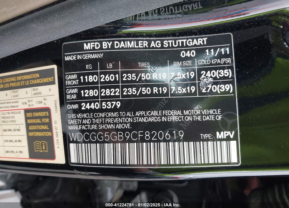2012 MERCEDES-BENZ GLK 350 VIN: WDCGG5GB9CF820619
