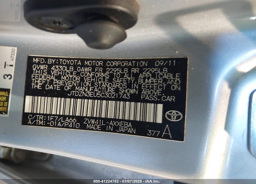 2012 TOYOTA PRIUS V VIN: JTDZN3EU5C3021743