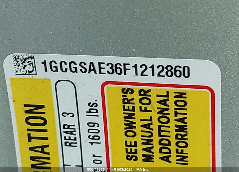 2015 CHEVROLET COLORADO VIN: 1GCGSAE36F1212860