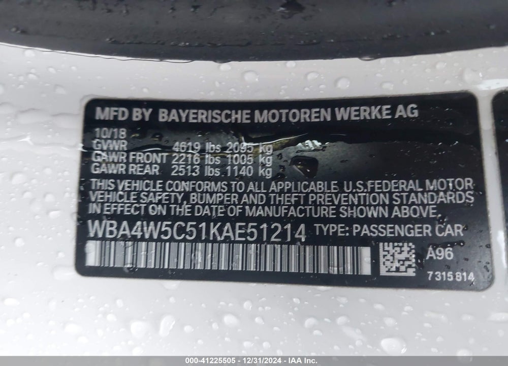 2019 BMW 430XI VIN: WBA4W5C51KAE51214