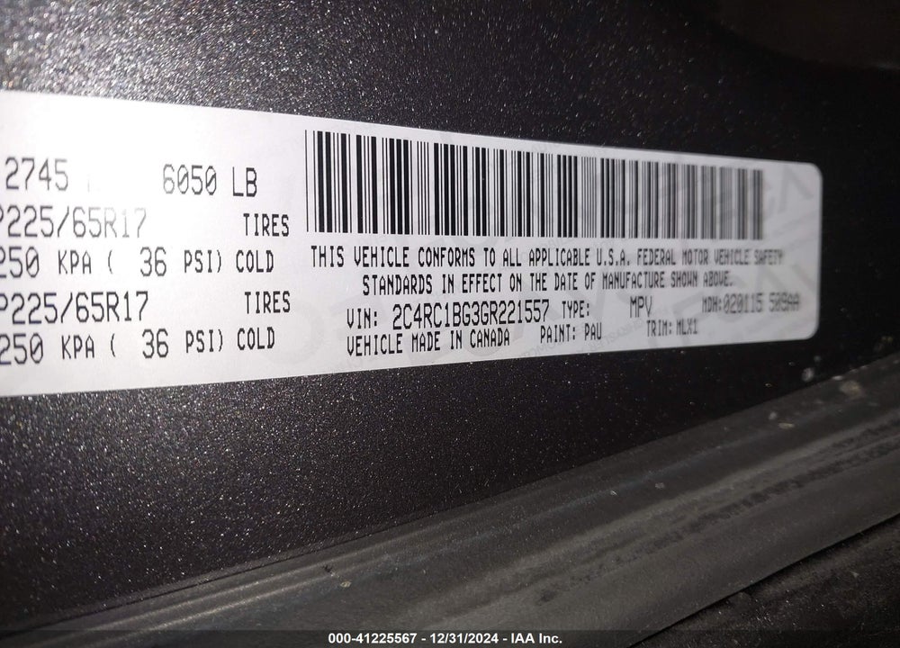 2016 CHRYSLER TOWN & COUNTRY TOURING VIN: 2C4RC1BG3GR221557