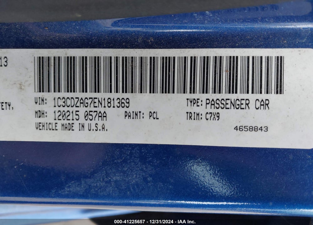 2014 DODGE AVENGER VIN: 1C3CDZAG7EN181369