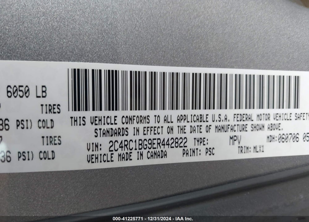 2014 CHRYSLER TOWN & COUNTRY TOURING VIN: 2C4RC1BG9ER442822