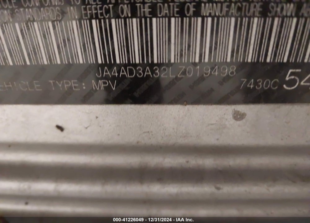 2020 MITSUBISHI OUTLANDER VIN: JA4AD3A32LZ019498