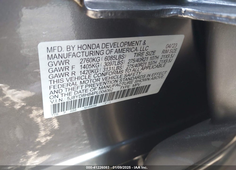 2023 ACURA MDX TYPE S W/ADVANCE PACKAGE VIN: 5J8YD8H84PL004062