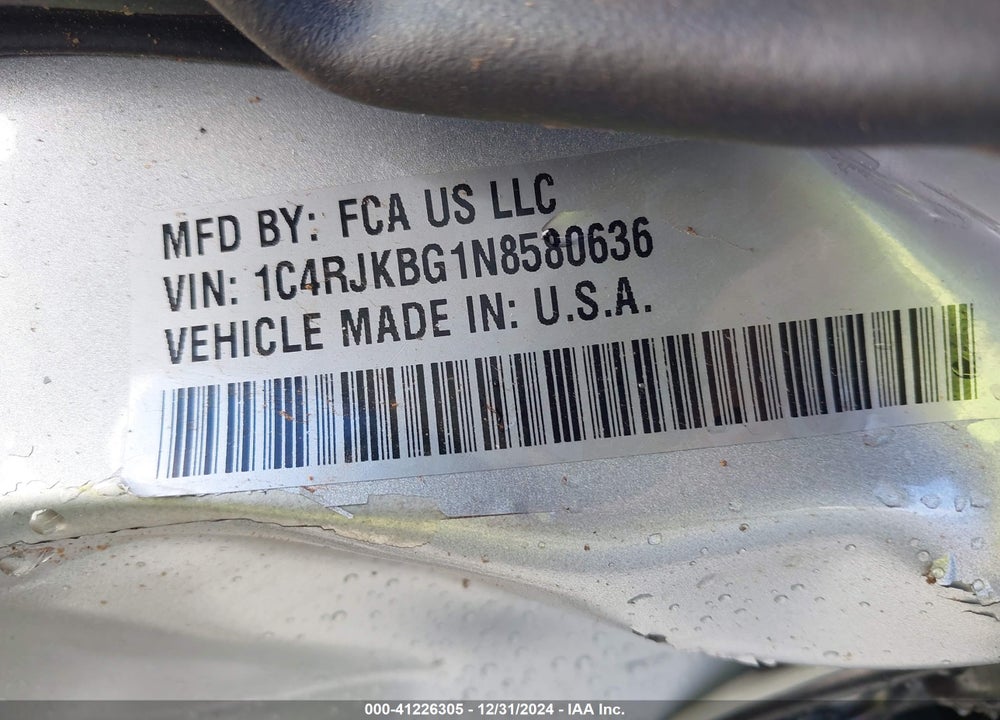 2022 JEEP GRAND CHEROKEE L VIN: 1C4RJKBG1N8580636