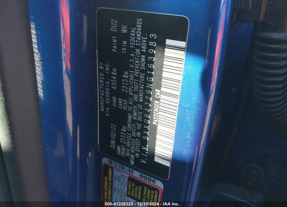 2022 KIA K5 VIN: 5XXG64J29NG163983