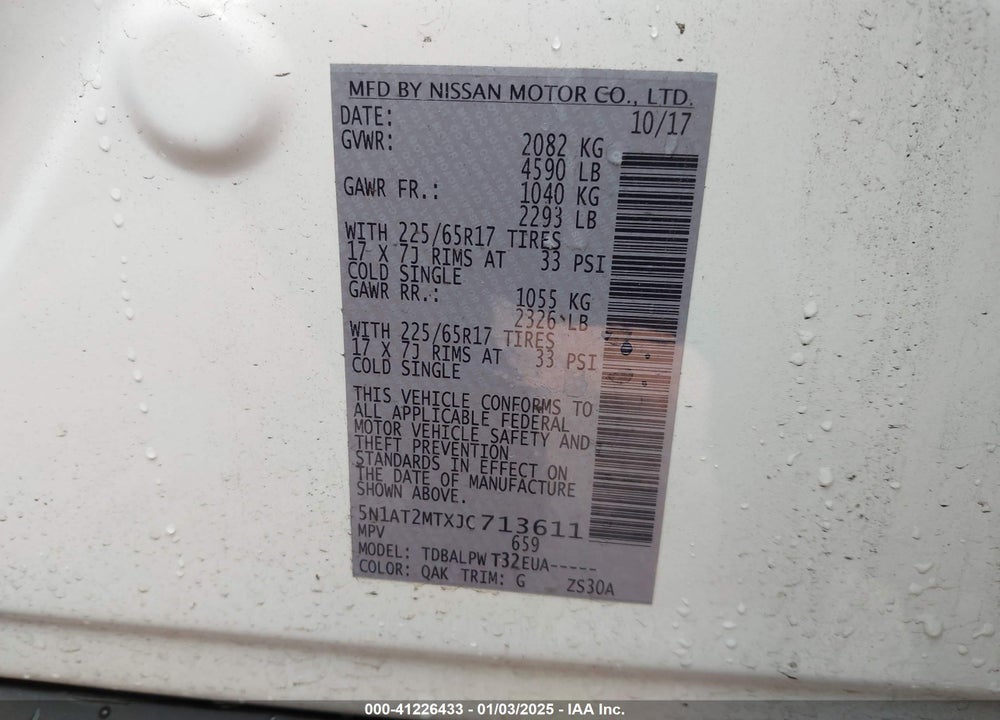 2018 NISSAN ROGUE S VIN: 5N1AT2MTXJC713611