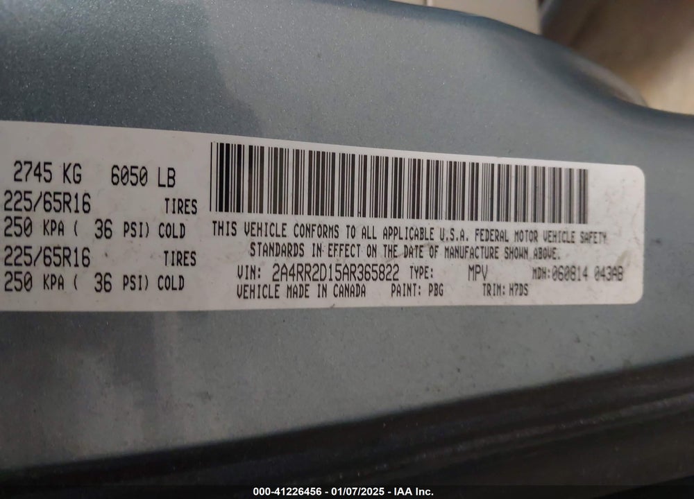 2010 CHRYSLER TOWN & COUNTRY NEW LX VIN: 2A4RR2D15AR365822