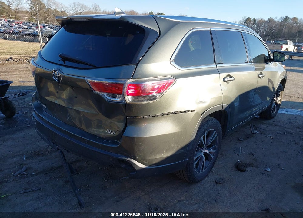 2016 TOYOTA HIGHLANDER XLE V6 VIN: 5TDKKRFH0GS166546