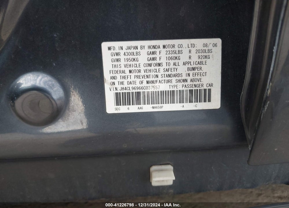 2006 ACURA TSX VIN: JH4CL96966C037557