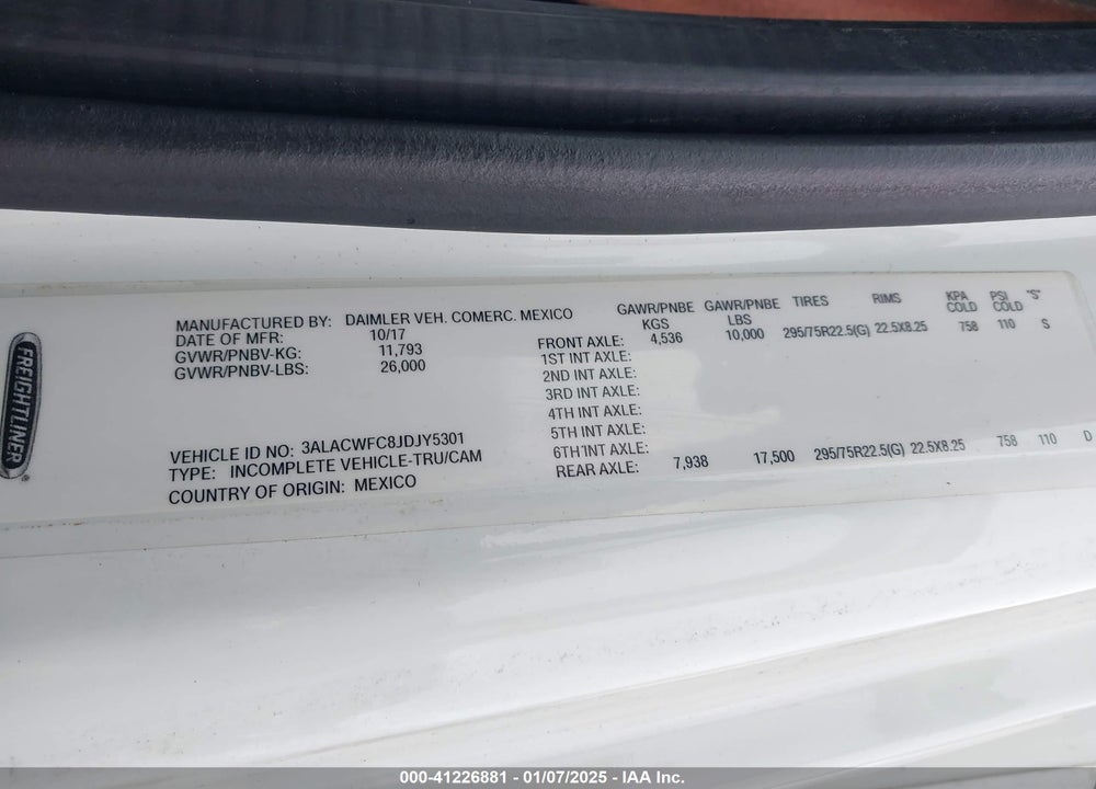 2018 FREIGHTLINER M2 106 VIN: 3ALACWFC8JDJY5301