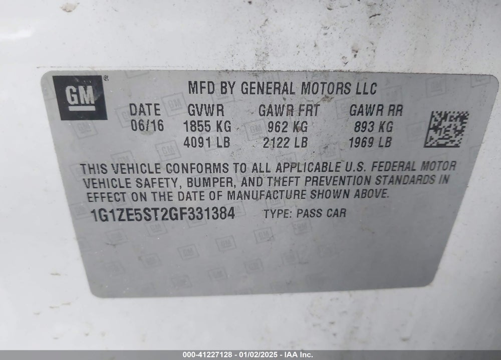 2016 CHEVROLET MALIBU 1LT VIN: 1G1ZE5ST2GF331384