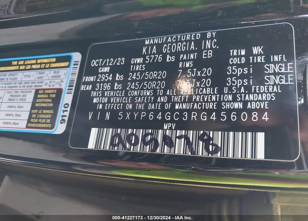 2024 KIA TELLURIDE S VIN: 5XYP64GC3RG456084