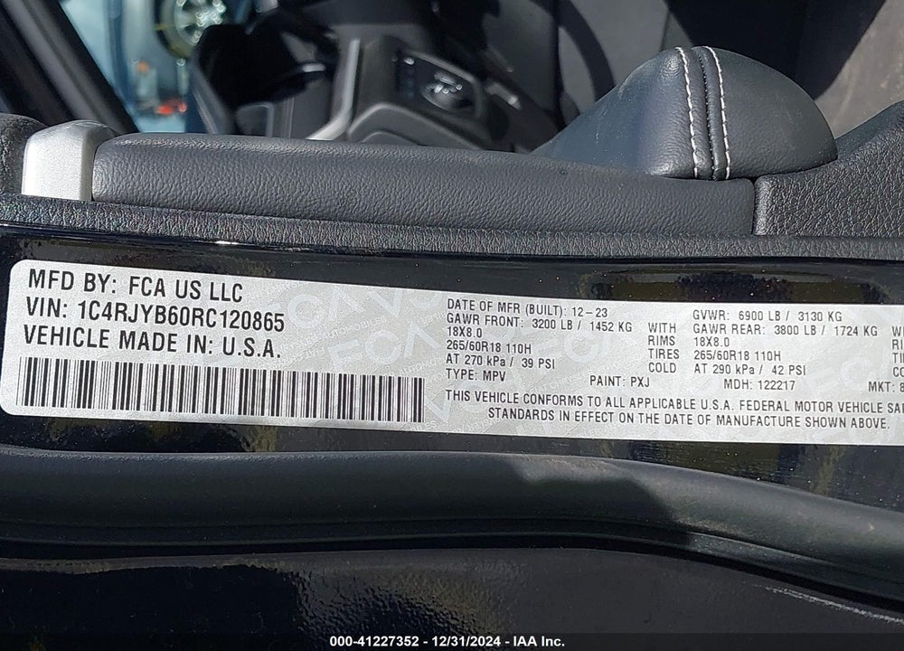 2024 JEEP GRAND CHEROKEE 4XE VIN: 1C4RJYB60RC120865