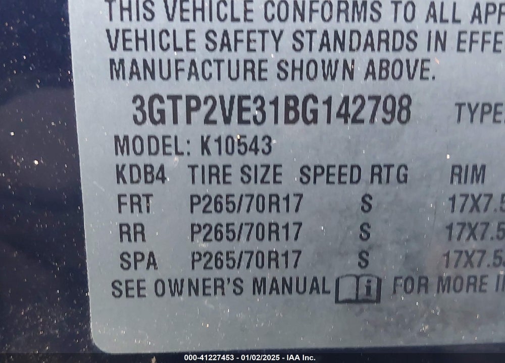 2011 GMC SIERRA 1500 SLE VIN: 3GTP2VE31BG142798