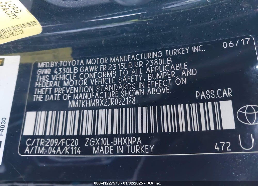 2018 TOYOTA C-HR VIN: NMTKHMBX2JR022128