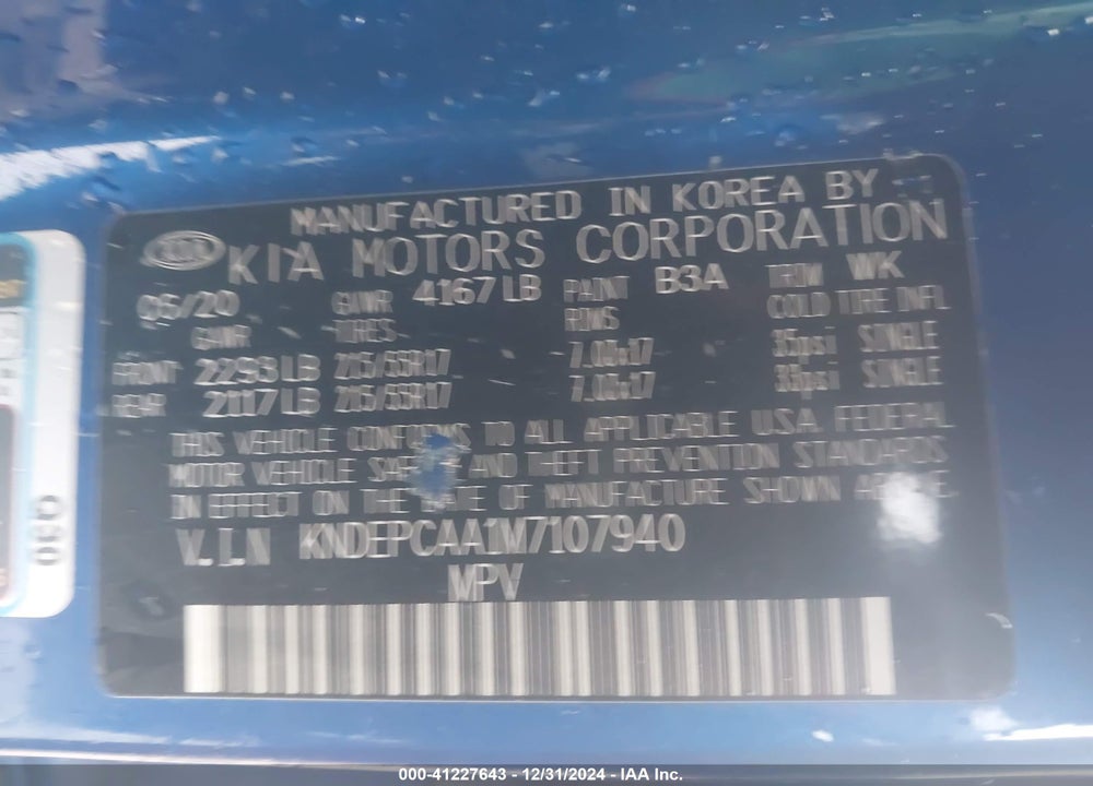 2021 KIA SELTOS LX VIN: KNDEPCAA1M7107940