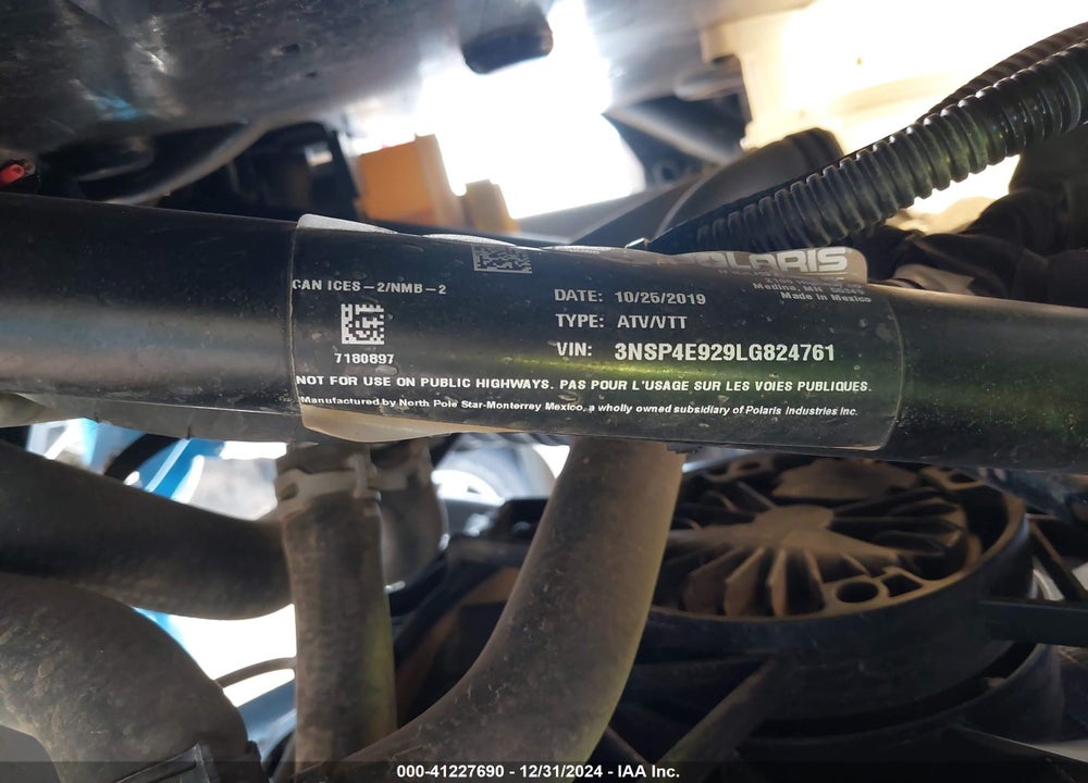 2020 POLARIS RZR XP 4 TURBO S VELOCITY VIN: 3NSP4E929LG824761