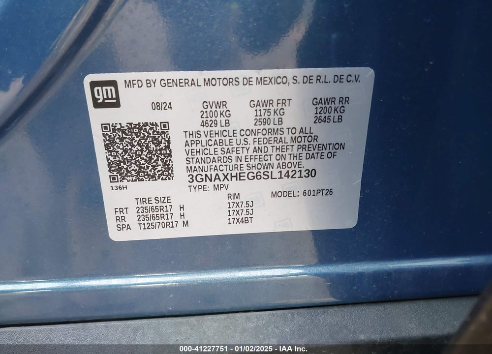 2025 CHEVROLET EQUINOX FWD LT VIN: 3GNAXHEG6SL142130