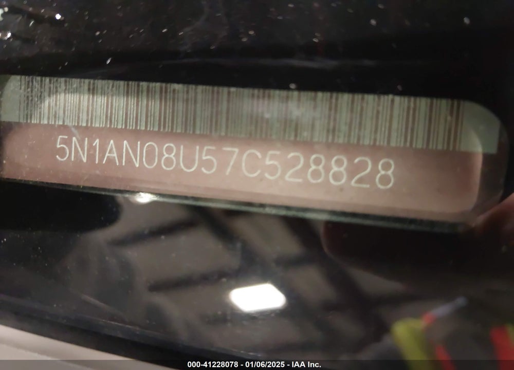 2007 NISSAN XTERRA S VIN: 5N1AN08U57C528828