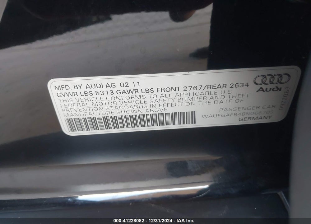 2011 AUDI A6 3.0 PREMIUM VIN: WAUFGAFB4BN066705