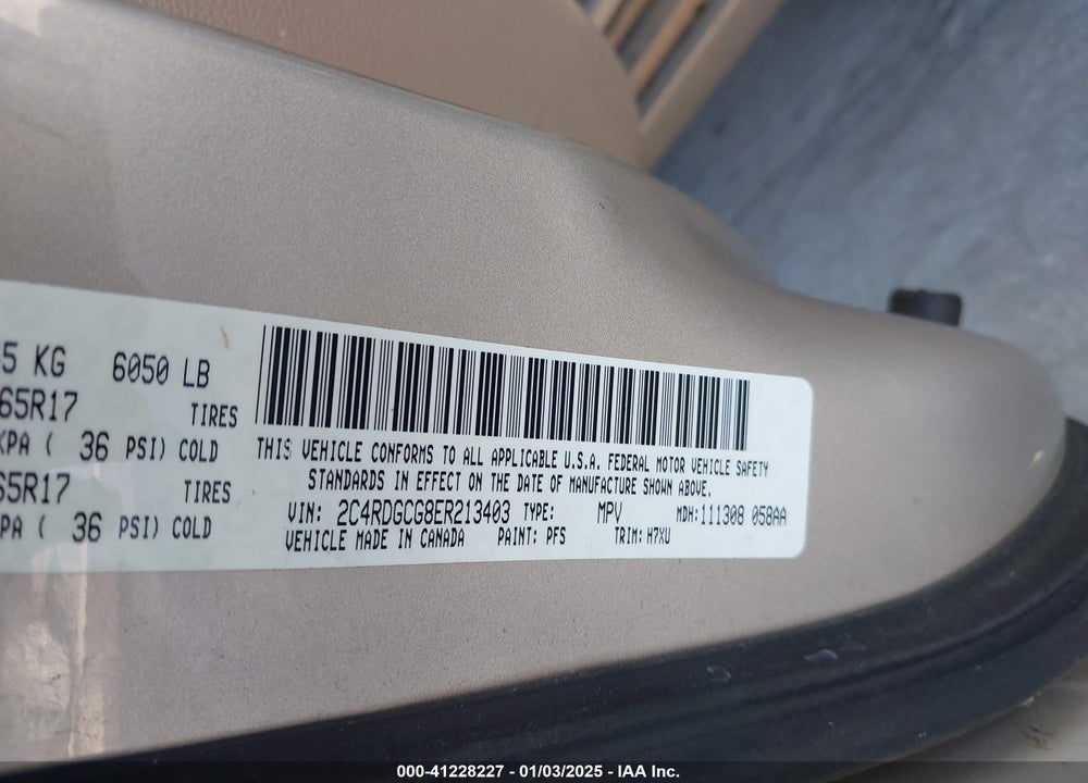 2014 DODGE GRAND CARAVAN SXT VIN: 2C4RDGCG8ER213403