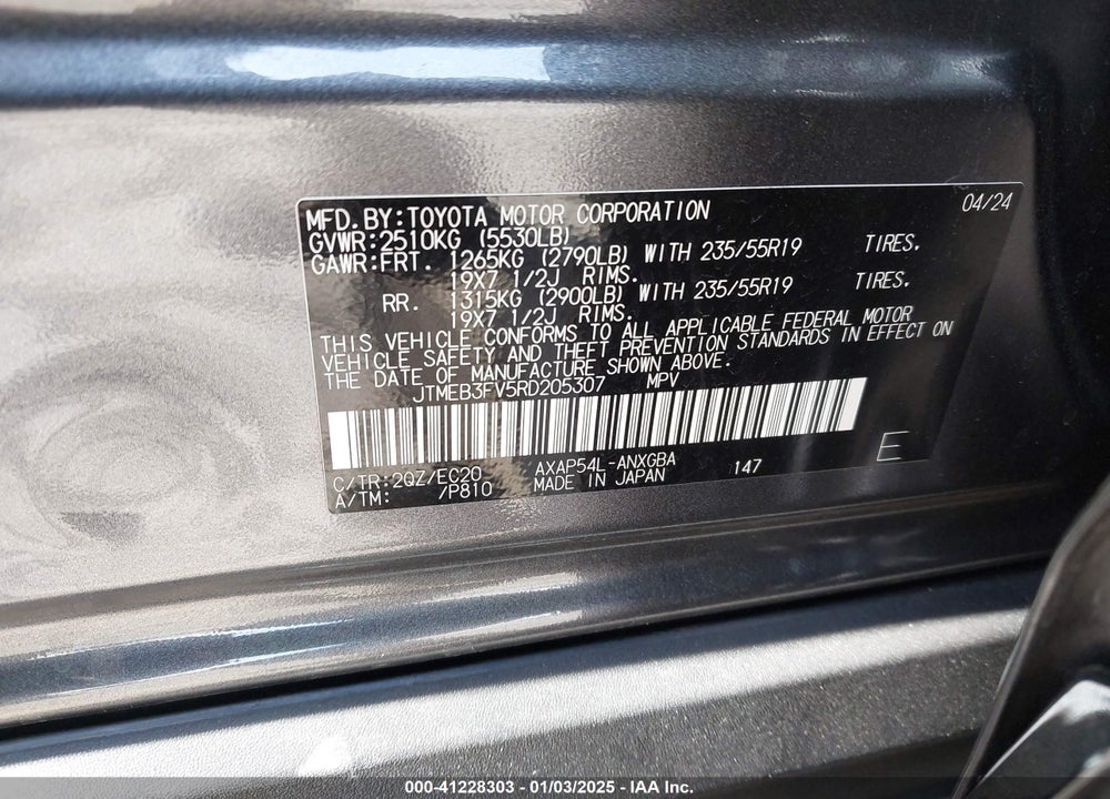 2024 TOYOTA RAV4 PRIME XSE VIN: JTMEB3FV5RD205307