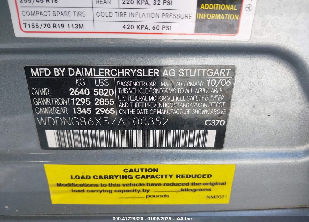 2007 MERCEDES-BENZ S 550 4MATIC VIN: WDDNG86X57A100352