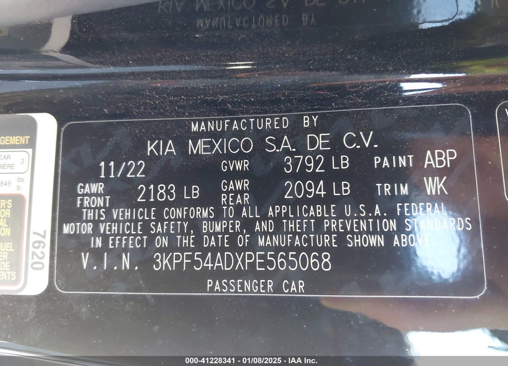 2023 KIA FORTE GT LINE VIN: 3KPF54ADXPE565068
