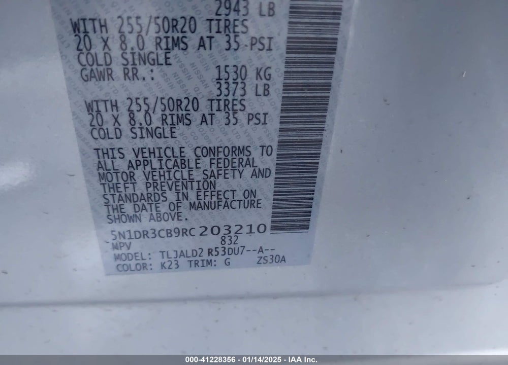 2024 NISSAN PATHFINDER SL FWD VIN: 5N1DR3CB9RC203210