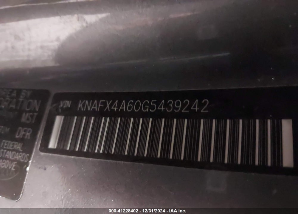 2016 KIA FORTE VIN: KNAFX4A60G5439242