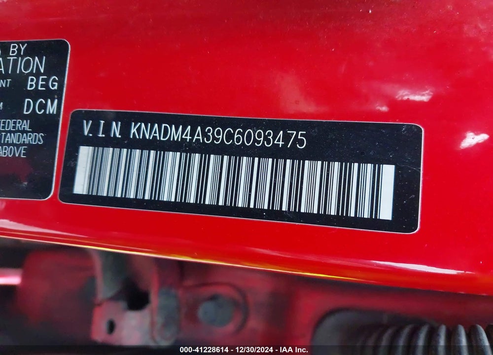 2012 KIA RIO VIN: KNADM4A39C6093475