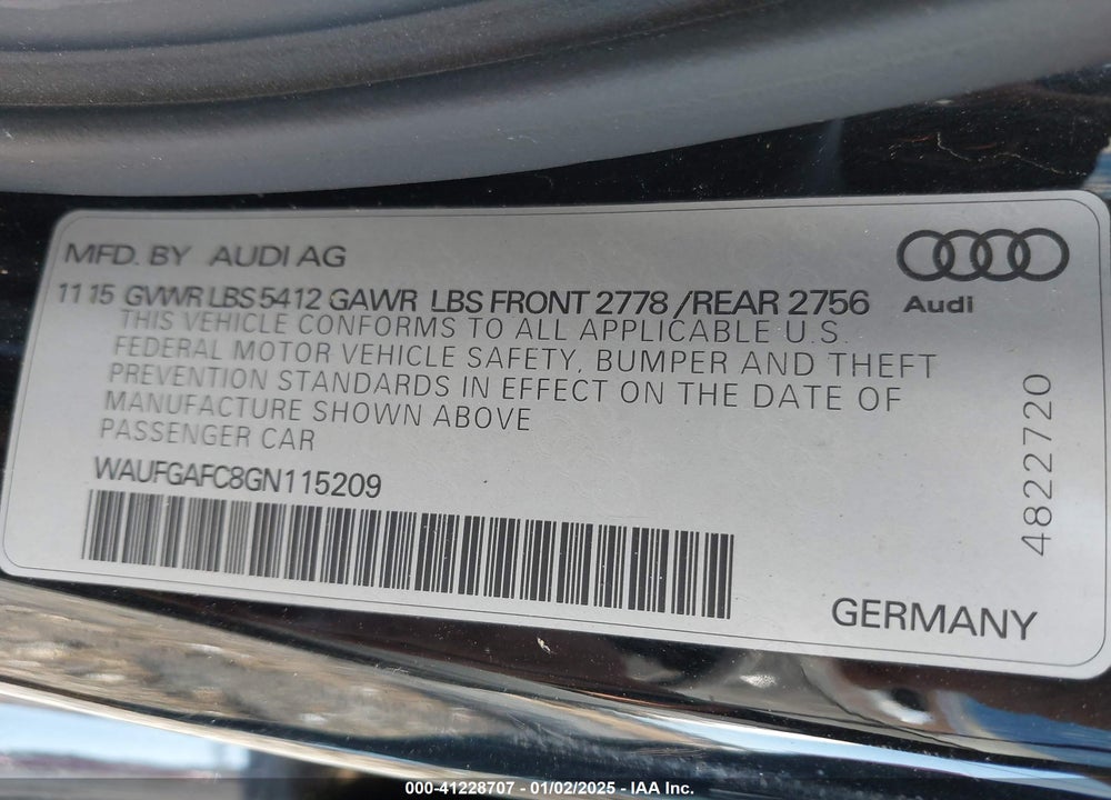 2016 AUDI A6 VIN: WAUFGAFC8GN115209