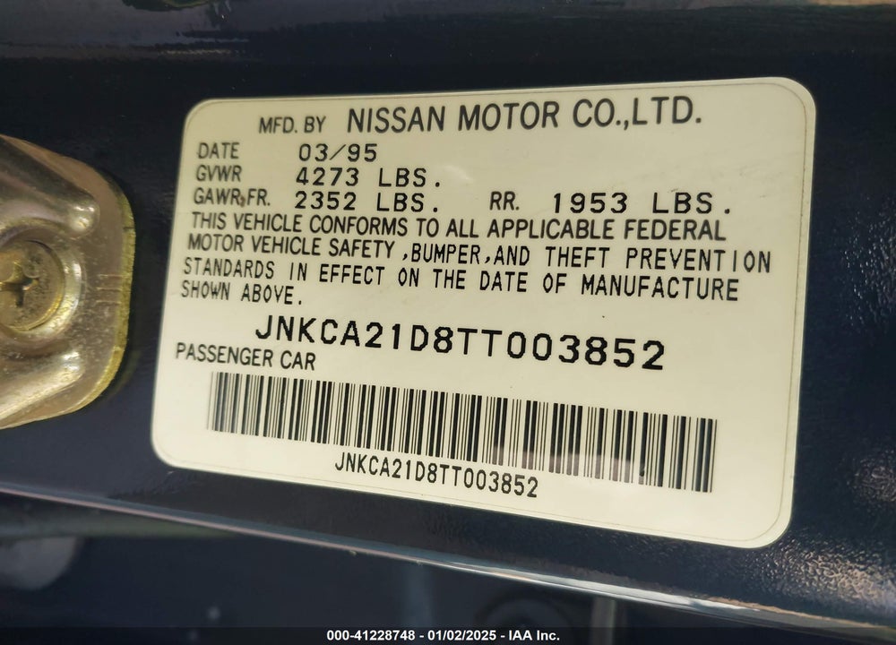 1996 INFINITI I30 VIN: JNKCA21D8TT003852