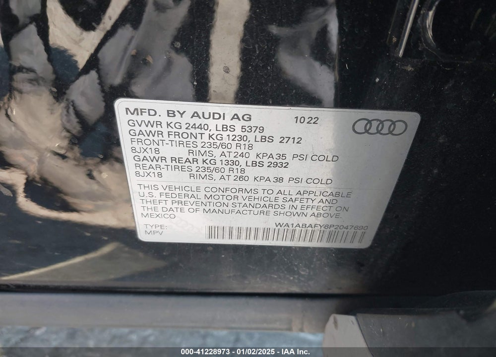 2023 AUDI Q5 PREMIUM 40 TFSI QUATTRO S TRONIC VIN: WA1ABAFY6P2047690