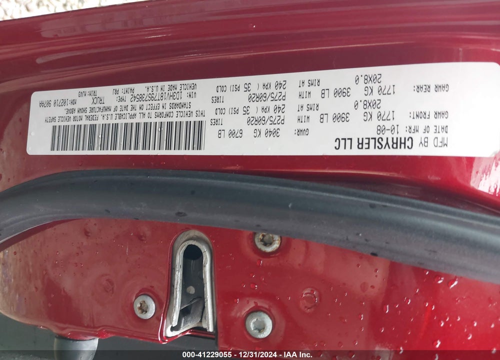 2009 DODGE RAM 1500 VIN: 1D3HV18T79S738542