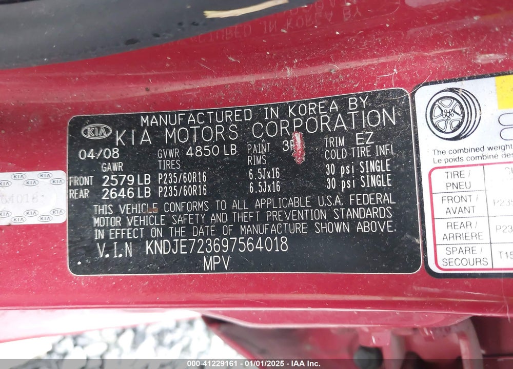 2009 KIA SPORTAGE LX V6 VIN: KNDJE723697564018