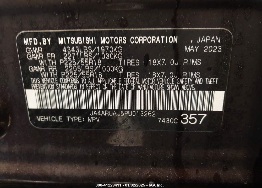 2023 MITSUBISHI OUTLANDER SPORT VIN: JA4ARUAU5PU013262