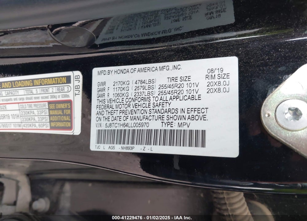 2020 ACURA RDX A-SPEC PACKAGE VIN: 5J8TC1H64LL005970