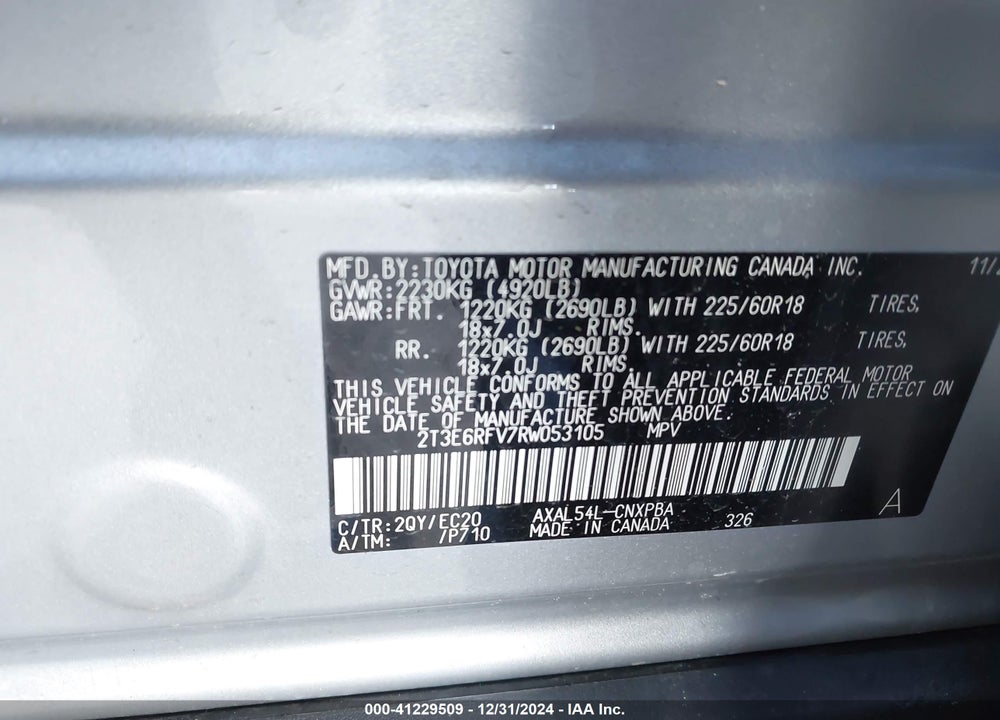 2024 TOYOTA RAV4 HYBRID XSE VIN: 2T3E6RFV7RW053105