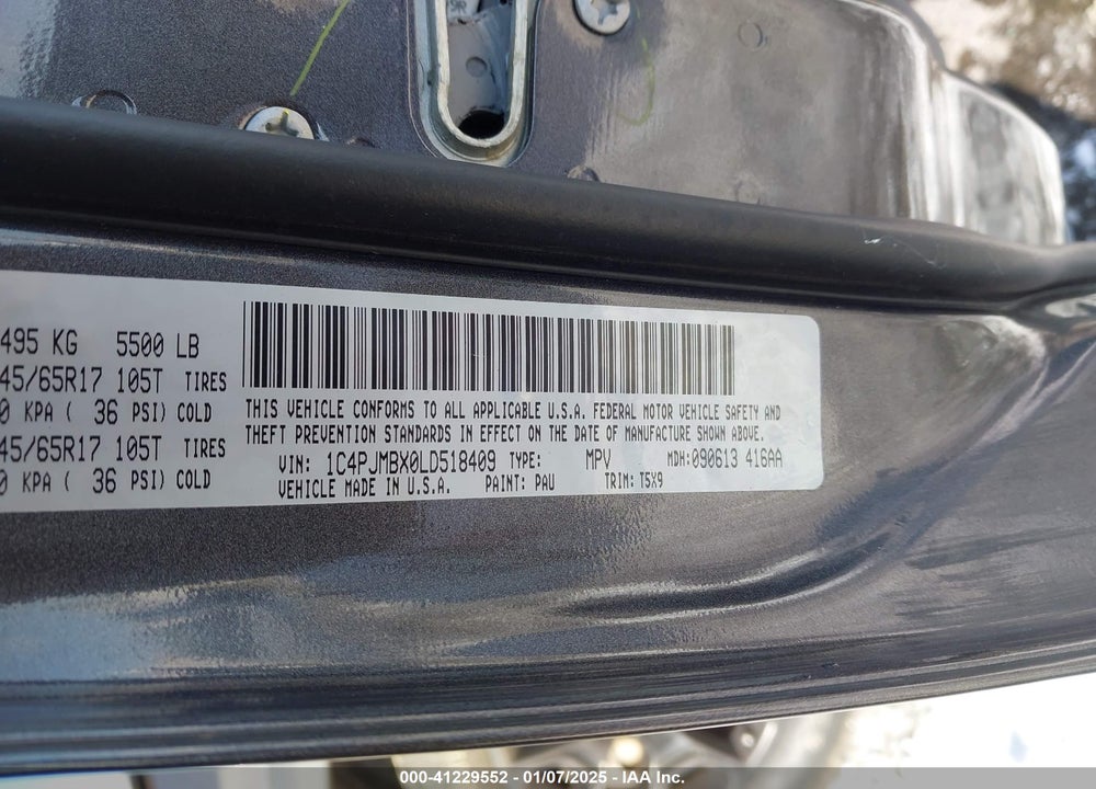 2020 JEEP CHEROKEE TRAILHAWK 4X4 VIN: 1C4PJMBX0LD518409
