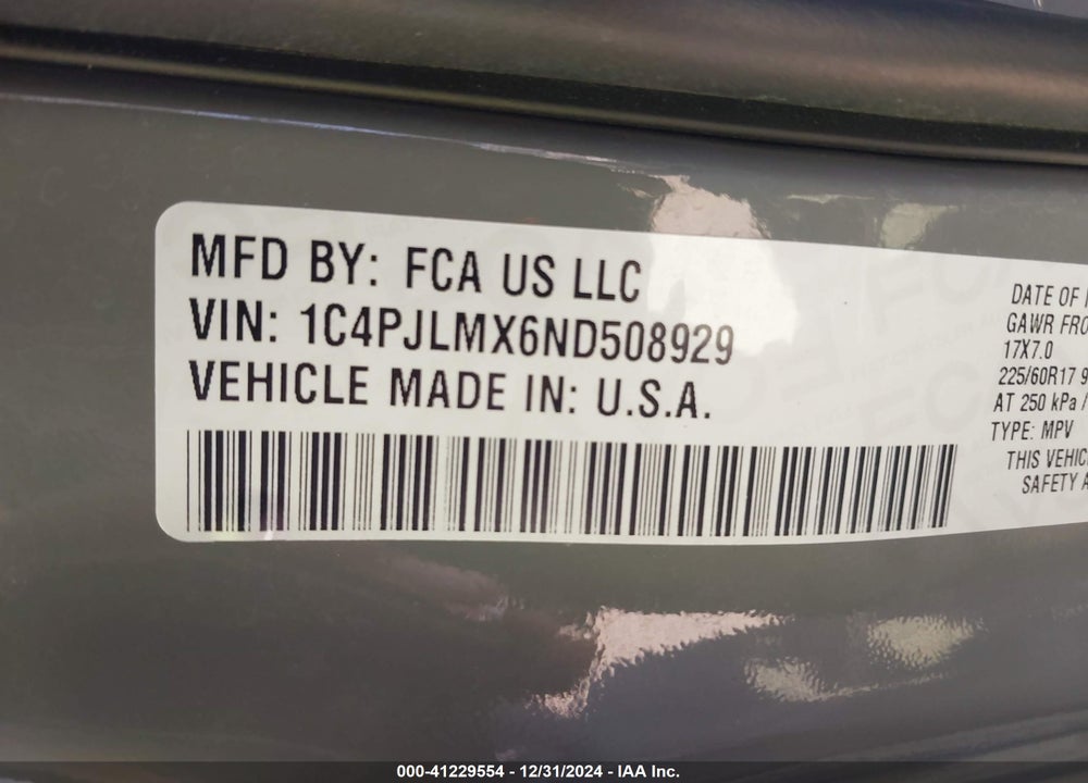 2022 JEEP CHEROKEE LATITUDE LUX FWD VIN: 1C4PJLMX6ND508929