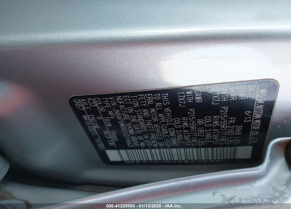 2013 NISSAN JUKE SL VIN: JN8AF5MRXDT219663